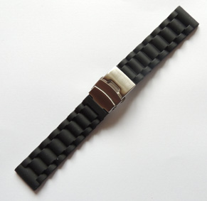 Silicon Band with Deployment Buckle Black Color 20 MM